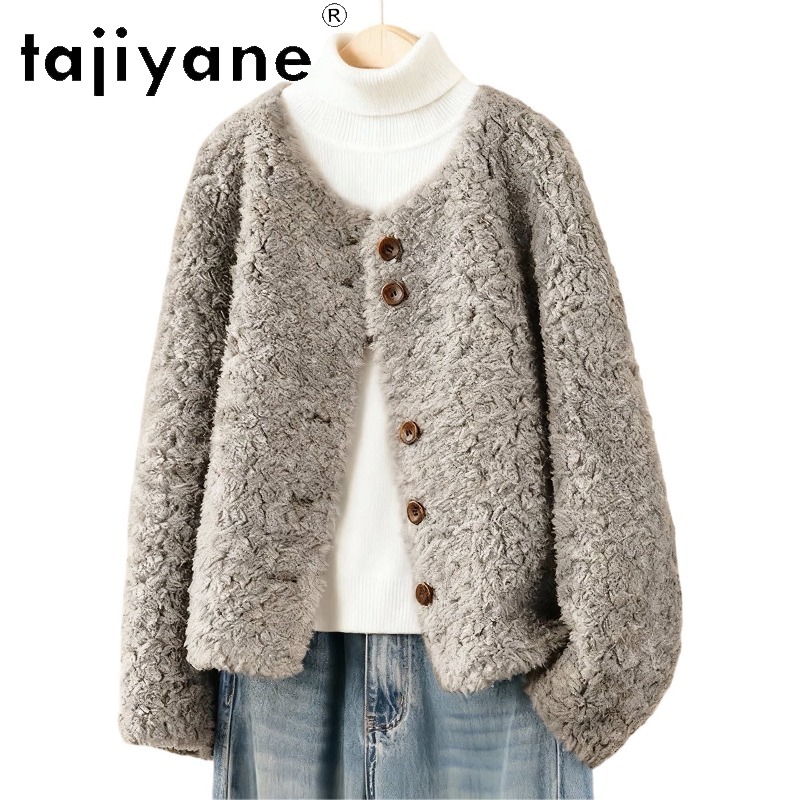 Wool Coat Peacoat - TAJIYANE 100% Wool Shearing Real Fur