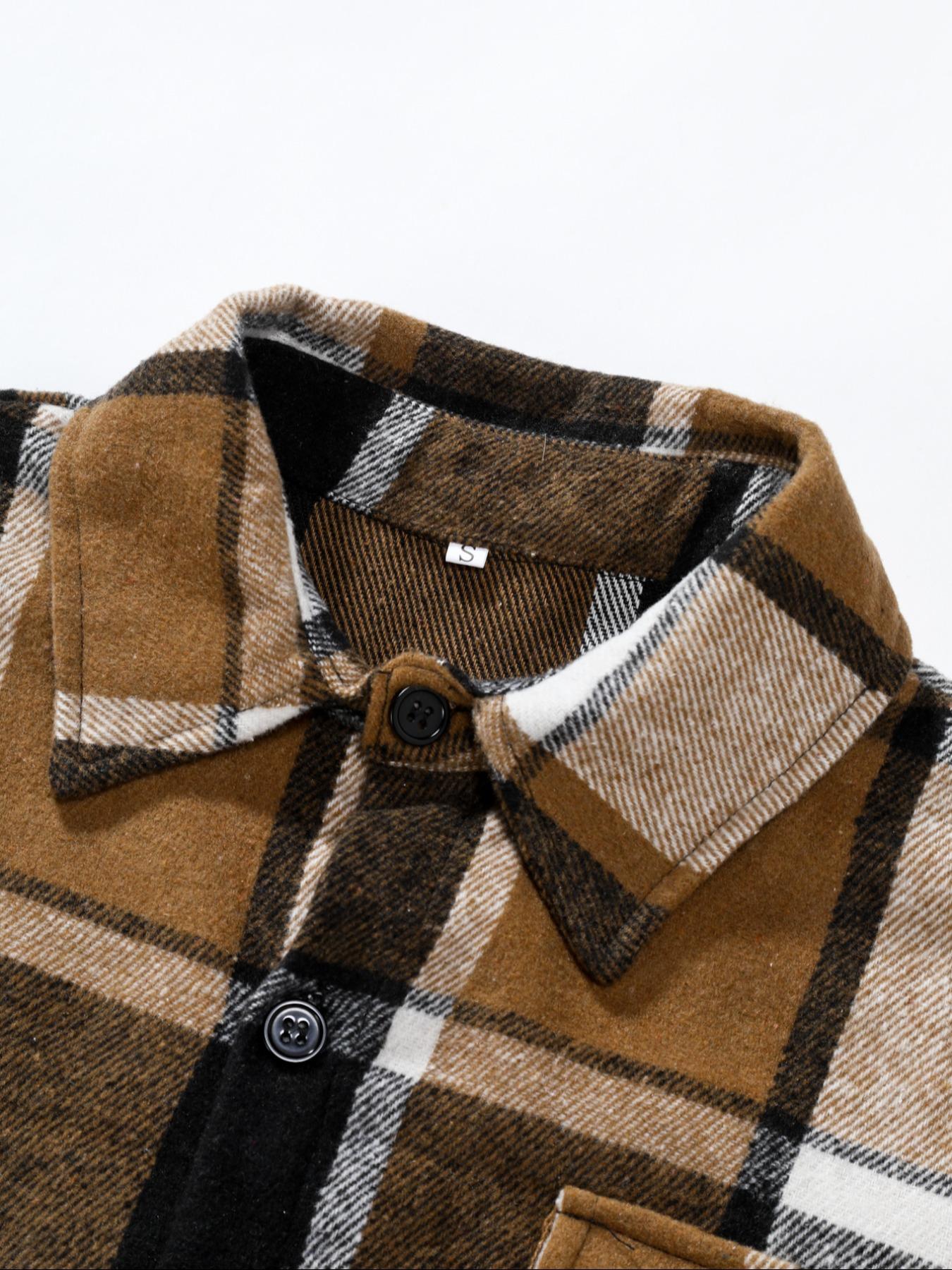 Retro Plaid Shirt Men Casual E - Flannel Shirt Lined ulasan dan harga